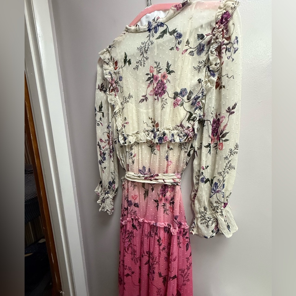 NWT Anthropologie Floral Long Sleeve Dress ~ Cream/Pink Gorgeous Fade Women’s 14 - Picture 12 of 15